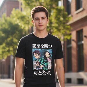 Demon Slayer Tanjiro & Nezuko T-Shirt (X-Large) Black